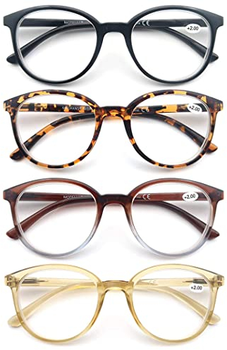 MODFANS (4 Pack Lesebrille 2.5 Rund Herren Damen,Gute Brillen,Hochwertig,Mode,Komfortabel,Super Lesehilfe,fur Frauen