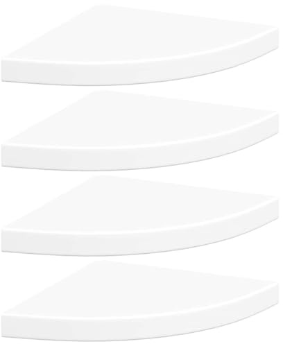 vidaXL 4X Eckregal Schweberegal Wandregal Bücherregal CD DVD Regal Wandboard Hängeregal Wand Dekoregal Freischwebend Weiß 35x35x3,8cm MDF