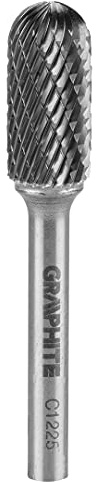 HM-Frässtift, zylindrisch abgerundet, Form C, HM-Schneidwerkzeug, Ø 12 mm, Kopflänge 25 mm, Stift- Ø 6mm, Stiftlänge 45 mm, Karbidfräser für Geradschleifer