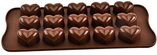 Stampo Cioccolatini Cuore con 15 Cavità Forma Cuore Stampi in Silicone per San Valentino, Adatto per Cioccolato, Dolci e Caramelle