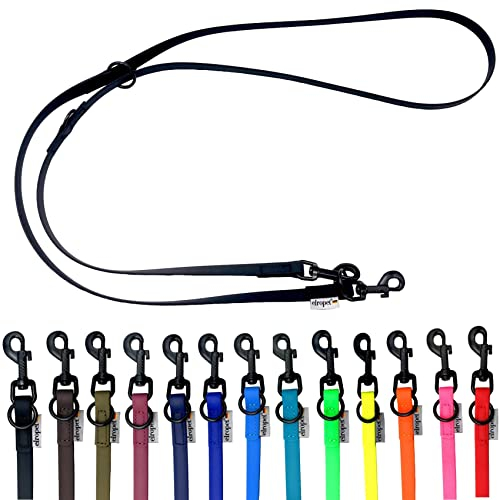 Biothane Hundeleine kleine Hunde/große Hunde verstellbar 2m / 2,40m / 2,80m / 3,50m / 5m schwarzer Haken (2m X 13mm, Schwarz)