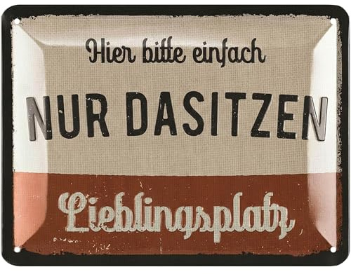Cartel Lieblingssplatz Outdoor – Placa decorativa para jardín – Cartel de jardín vintage – Chill Lounge – Decoración de pared para jardín – Cartel de metal – Retro con curvatura 15 x 20 cm