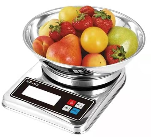 jiande Bilancia da Cucina Digitale con Ciotola in Acciaio Inox, Scala Alimentare for Cucinare e Cottura, bilance da Cucina for Alimenti Once e Grammi d'Argento