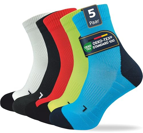 GAWILO Chaussettes de course pour homme avec compression (5 paires) | Chaussettes de sport | Protection anti-ampoules | Respirantes et régulant l'humidité