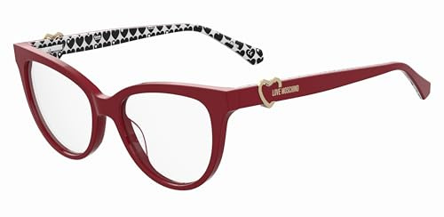 Love Moschino Brille mit Sehstärke für Damen optional mit Sonnenbrillentönung oder Blaulichtfilter, Katzenauge, gefertigt aus Glas (inklusive Brillenetui)
