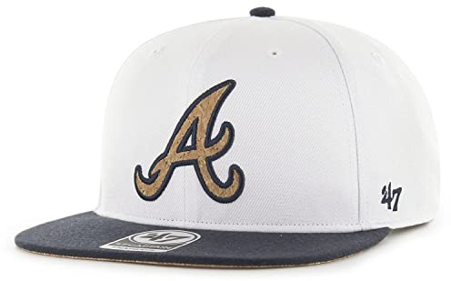 '47 Brand Captain Snapback Cap - CORKSCREW Atlanta Braves, White (B-CORKS01WBP-WH)
