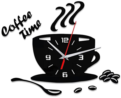 Orologio da Parete A Forma di Tazza in Acrilico, Orologio A Specchio Silenzioso Moderno Fai da Te con Numeri Cavi per La Decorazione di Casa E Ufficio