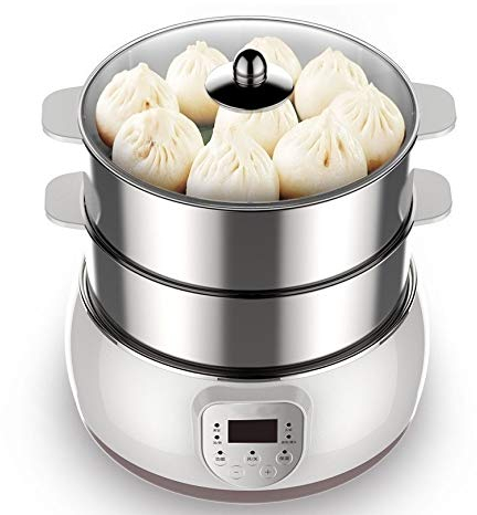 OQHAIR Mini cuiseur Vapeur électrique Double Couche entièrement Automatique Domestique cuiseur Vapeur électrique Chauffe-Aliments