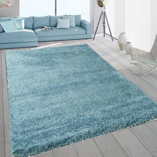 SASONS® Extra Large Shaggy Rug 5cm Thick Soft Pile Modern Fluffy Rugs for Living Room Bedroom Floor Carpet Mat Non Shedding Warm Colours Small X-Large Area Rugs (Duck Egg Blue, 160 x 230cm)
