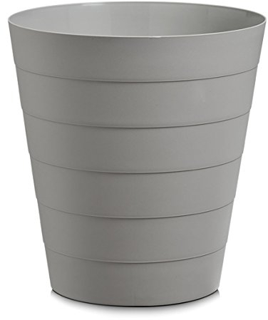 Basera Papierkorb Mülleimer für Büro, Bad, Jugendzimmer & Kinderzimmer 13,5 Liter, 29 x 29 x 30 cm, Kunststoff, rund (grau)