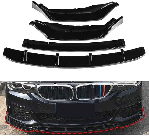 AMAIR Auto Frontlippe Frontspoiler für BMW 5 Series G30 G31 G38 540i M Sport 2017-2020,Frontlippe Spoiler Protector Car Styling Karosserie-Anbauteile, A/Black