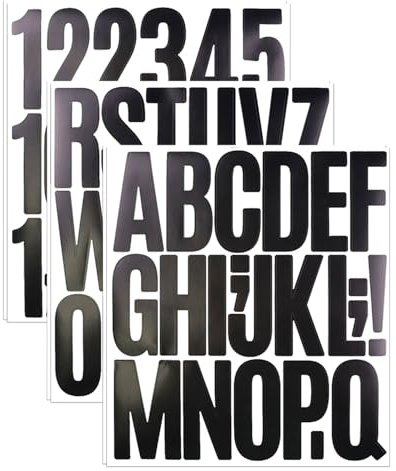 3 Inch Sticky Letter Number Stickers, 6 Sheets Stick On Vinyl Large Alphabet Sticker for Scrapbook, DIY & Craft -Black