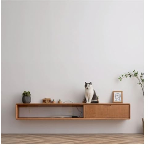 TV Lowboard Hängend Schwebendes TV-Gerät, 70,8''/78,7'' Wand-TV-Schrank, schwebende Regale mit Tür, moderne Holz-Entertainment-Medienkonsole, große TV-Bank mit Stauraum for Wohnzimmer und Schlafzimmer