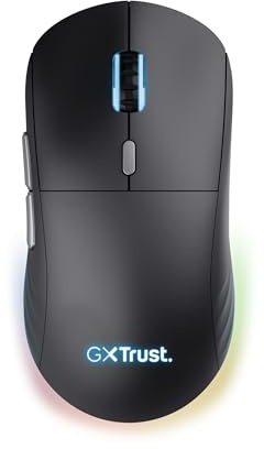 GXTrust Redex II Gaming Maus Kabellos 2.4GHz, Kailh-Schalter, Schwarz | 65 Stunden Akkulaufzeit, 10000 DPI, 6 Programmierbare Tasten, Wiederaufladbar, Laptop Computer