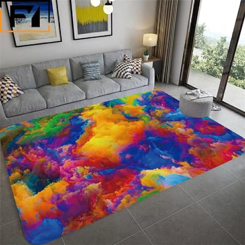 Kinderteppich Abstrakte Schöne Bunte Wolken - Kurzflor Teppich Kinderzimmer Spielteppich Antiallergen Und Extra Weich - Babyzimmer Teppiche Für Junge Und Mädchen Babyteppich 120 X 180 Cm / 47.24 -7G1