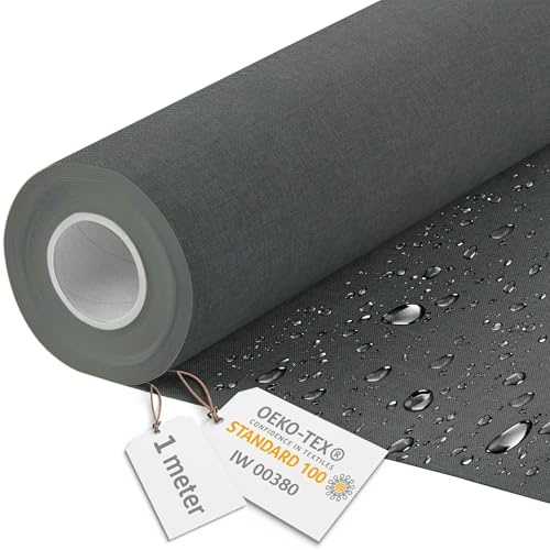 DreamRoots Vattentätt utomhustyg, 160 cm bredd, utomhuscanvas, 100 % polyester, 600 D, 220 g/m² – tyg per meter, Stony Beach, möbeltyg, 1 meter