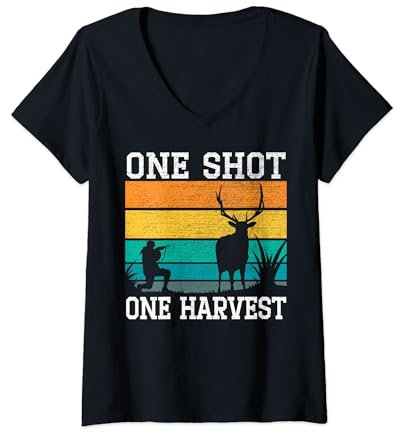 Damen Love Deer Jagdsaison Hirschjäger Tierjäger T-Shirt mit V-Ausschnitt