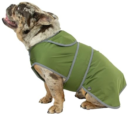 Ancol Stormguard Softshell-Hundemantel in Khaki, wasserdichte Haustier-Regenjacke mit Reißverschluss-Lochung, reflektierende Kanten, Welpenbekleidung, Größe XS
