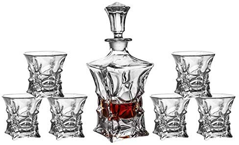 Ensemble de carafe à whisky 7 pièces, carafe à whisky en cristal, ensemble carafe et verre, ensembles de carafe à whisky pour hommes, liqueur, verres Ensemble de carafe à whisky (Couleur : S) (P)