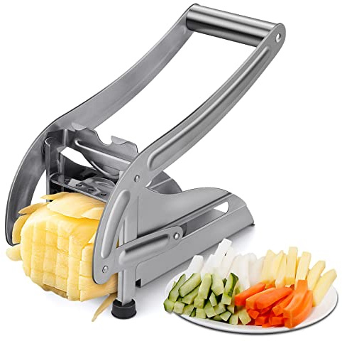hicoosee Coupe Frites épaissir Coupe Pommes de Terre en Acier Inoxydable Déchiqueteuse de Pommes de Terre Français Frites Coupeur de Trancheur pour Oignon Pomme de Terre Carotte Fruit