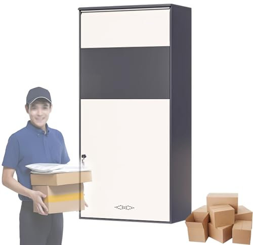 Wall Mounted Parcel Drop Box, Lockable Delivery Box for Parcels, Two Lockable Compartments, with Set of 2 Keys, Wall Mountable Weatherproof Sturdy Mailbox for Outdoor and Porch, Drop Box
