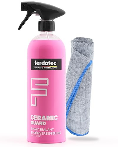 FERDOTEC Autopflege Set Ceramic Guard Sprühversiegelung (750 ml) + Mikrofasertuch – Keramikversiegelung Auto, Nano-Lackschutz, Langzeitschutz, Glanz & Abperl-Effekt, Keramik Spray Versiegelung