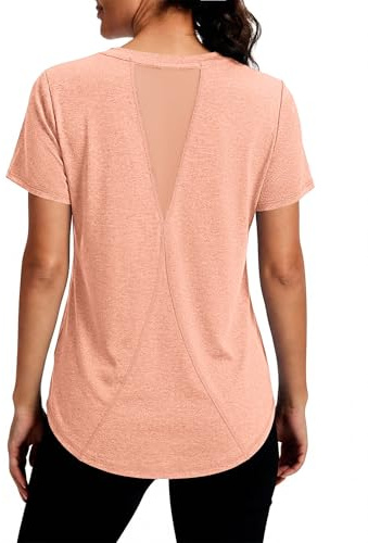 Gyabnw Sporttröja, dam, sport, t-shirt, funktionströja, kortärmad, gym, toppar, topp, fitness, andas, yoga, A-orange, L