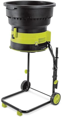 Trituratore/trituratore elettrico per foglie con cavo, trituratore per compost, cippatore elettrico da 8000 giri/min con ruote e borsa portaoggetti,30cm-power-cord