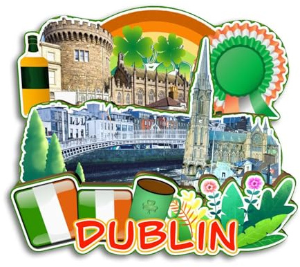 Quwsne Kühlschrankmagnet, Dublin, Irland, Kühlschrankmagnet, Souvenirs, Tourismus-Geschenke, klassische 3D-Denkmäler, handgefertigt, Heimdekoration, 3942
