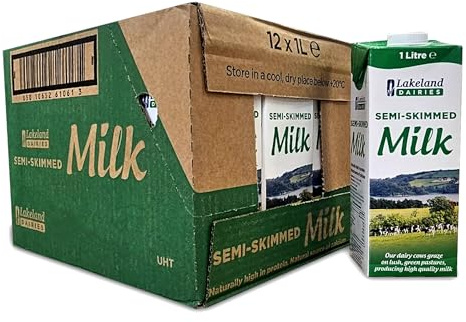 Lakeland Dairies Long Life Semi Skimmed Milk 1ltr - 12 Pack