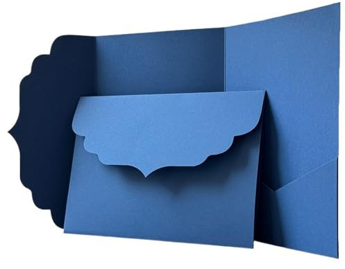 LIUHLFSR Schöne Hochzeitskarten Leere Pocketfold-Karte Einladung DIY Hochzeit Papierumschlag, DIY Einladung Geeignet für Hochzeiten, Jubiläen(Blue)