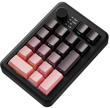 EWEADN NK20 - Teclado numérico mecánico retro inalámbrico con perilla, conexión Bluetooth/2.4GHz/USB-C con retroiluminación RGB, almohadilla numérica intercambiable en caliente, almohadilla externa