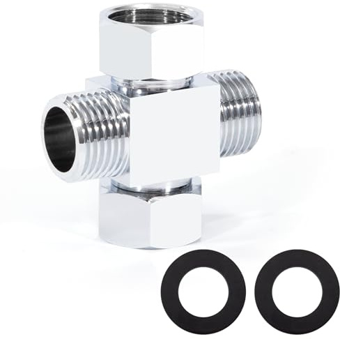 Adaptador de Conexión de Desviador de Agua, Conector de Manguera G1/2 Pulgadas Codo de 90 Grados para Válvula de ángulo, Brazos de Ducha, Rociador de Bidé de Inodoro, Accesorios de Tubería (4 vías)