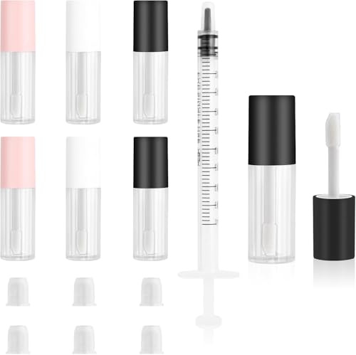7 recipientes vacíos de brillo de labios vacíos para cosméticos, mini recipientes transparentes para cosméticos, 1,2 ml, tubos rellenables para pintalabios, muestras, bálsamo labial, maquillaje de