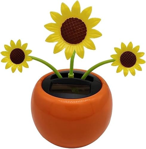 Yellow Solar Powered Dancing Flower, Decoration Gift, Swinging Dancer Toy, No Battery Required, Car Decor Kids Toys, Sunflower Car Decoration(Sun Flower)