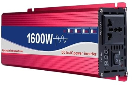 Convertisseur Convertisseur Tension 1600W 2200W 3000W DC12V/24V vers AC 110V 220V Micro-onduleur Solaire pour Voiture Onduleur À Onde Sinusoïdale Transformateur(1600W,12V_220V(50HZ))