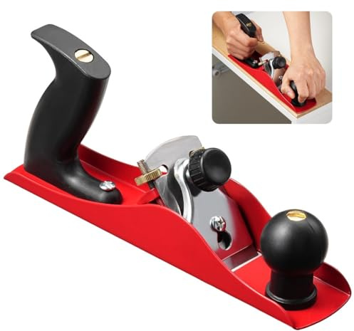 Blade Depth Adjustable Smoothing Plane, No.4 Bench Hand Planer With 2-Inch Sharp Sk5 Steel Blade, Ergonomic Grip & Guidance Knob, For Carpenters