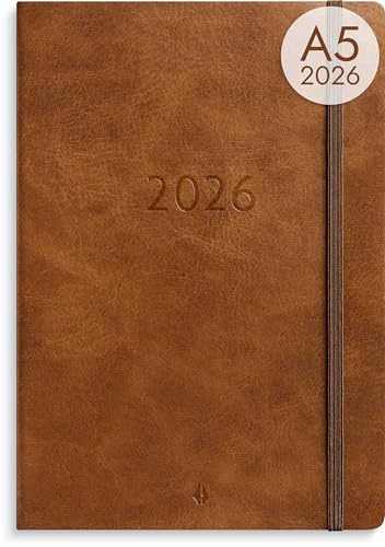 Burde Agency A5 Forma Deluxe Marron – Planificateur Hebdomadaire Élégant en Simili – Organiseur Idéal pour Étudiants, Professionnels et Usage Quotidien – 176 Pages