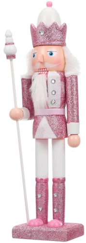 YARNOW 1 cascanueces decoración navideña rosa, soldado cascanueces de madera para Navidad, adorno de escritorio de 12 pulgadas