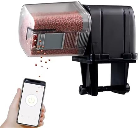 Kraslaw Automatischer Fischfutterspender WLAN 2,4 GHz | 175 ml Behälter, programmierbar & App-Steuerung | kompatibel mit Tuya Smart, Smart Life, Alexa & Google Assistant
