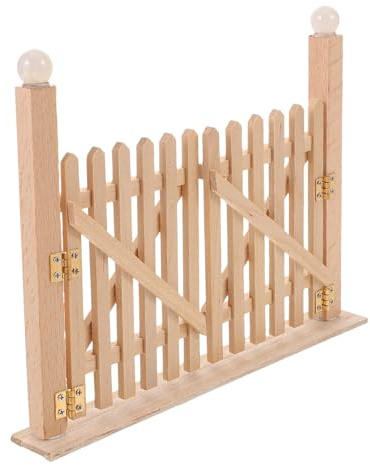 ORFOFE Wooden Garden Gate Double Door Dollhouse Outdoor Fence Accessory Solid Wood Picket Fence for DIY Fairy House Role-playing Scene