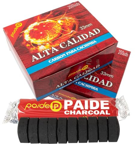 Carbones para Cachimba, Shisha y Narguile. Discos de Carbón Rápido 33 mm. Larga Duración, Apto para Incienso, Sahumerios y Quemadores. Pack Ideal para Uso Doméstico (100)