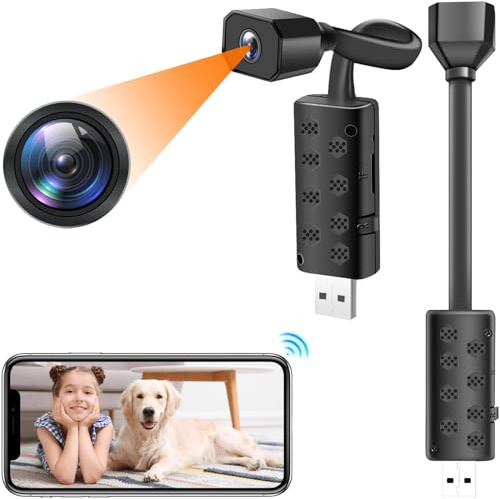 Pudet Luo Mini Camara Espia WiFi 4K Oculta, Visión Nocturna & Movimiento | Plug-and-Play, 2,4GHz, app móvil, LED IR, graba con movimiento
