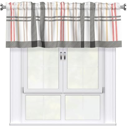 Qbtspek Trendy-Fabric-Design-with-Scandinavian-Motifs-Template-for-Plaids-S-Suits-Dresses Curtains 54x18 Inch -Window Treatment for Kitchen Living Room Bedroom, Easy Install Rod Pocket Design