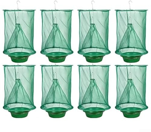 Efficaci trappole per Mosche all'aperto con Vassoio Set da 8 Pezzi | per esche per ambienti stabili e agricoli riutilizzabili Trappola Per Mosche Esterna