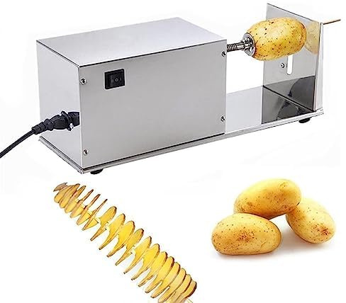QUSYZD Affettatrice elettrica a vortice per Patate, Taglia Patate a Spirale, Macchina a Torre per Patatine Fritte a Spirale in Acciaio Inossidabile, affettatrice automati,