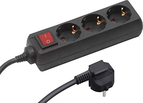 Meister Steckdosenleiste 3-fach – schwarz – 1,4 m Kabel | Kunststoffleitung – IP20 Innenbereich – Schalter – Steckerleiste – Mehrfachsteckdose – Tischsteckdose – Tido 3-fach