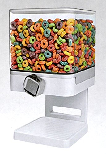 SHINE Double/Single Cereal Dispenser Dry food Container Machine/Storage holds 19 Ounces Food (Single Dispenser White)