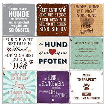 Interluxe MAGNETSET 9 Motive Hunde [ 2] Haustier Kühlschrankmagnet Küche Vintage Shabby