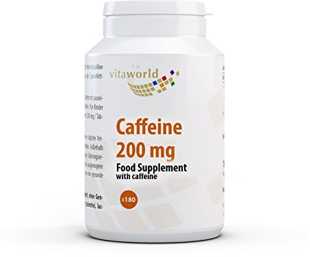 3 Pack Vita World Caffeine 200mg 3 x 180 Tablets high-dose Caffeine Made in Germany
